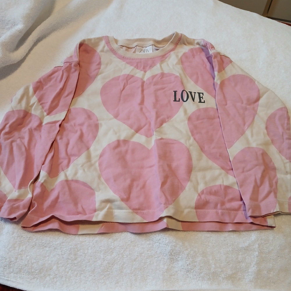 Zara Pink Heart Graphic Tee